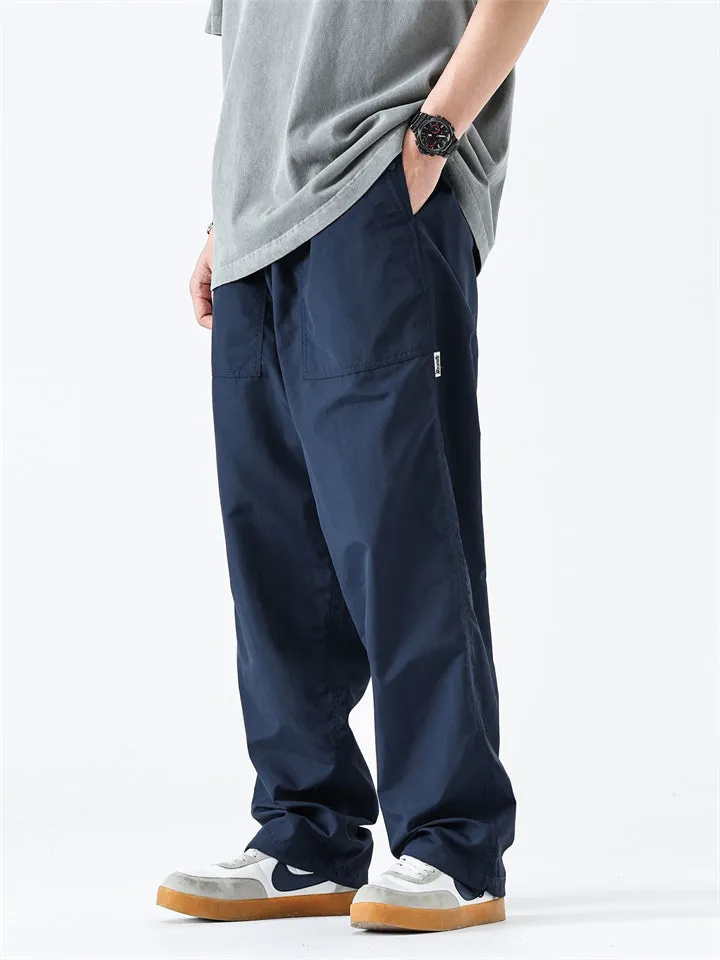 Japanese Style Trendy Ankle Drawstring Thin Pants for Male