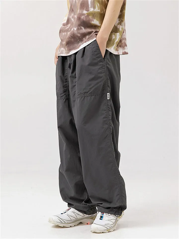 Japanese Style Trendy Ankle Drawstring Thin Pants for Male