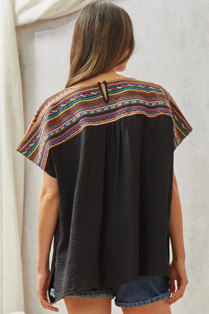 Jill Embroidered Solid Top