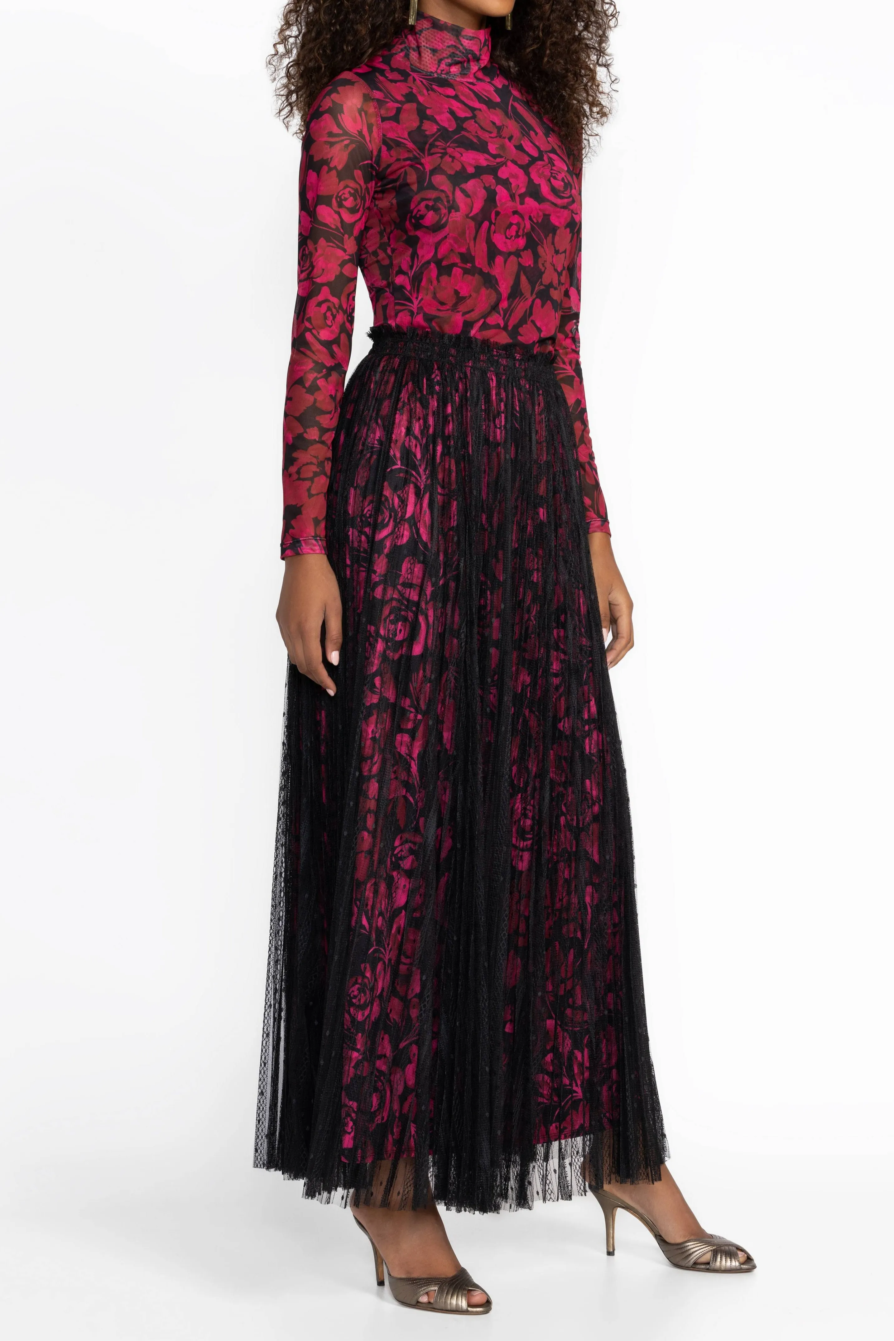 Johnny Was Yolanda Pleated Maxi Skirt Celebrate