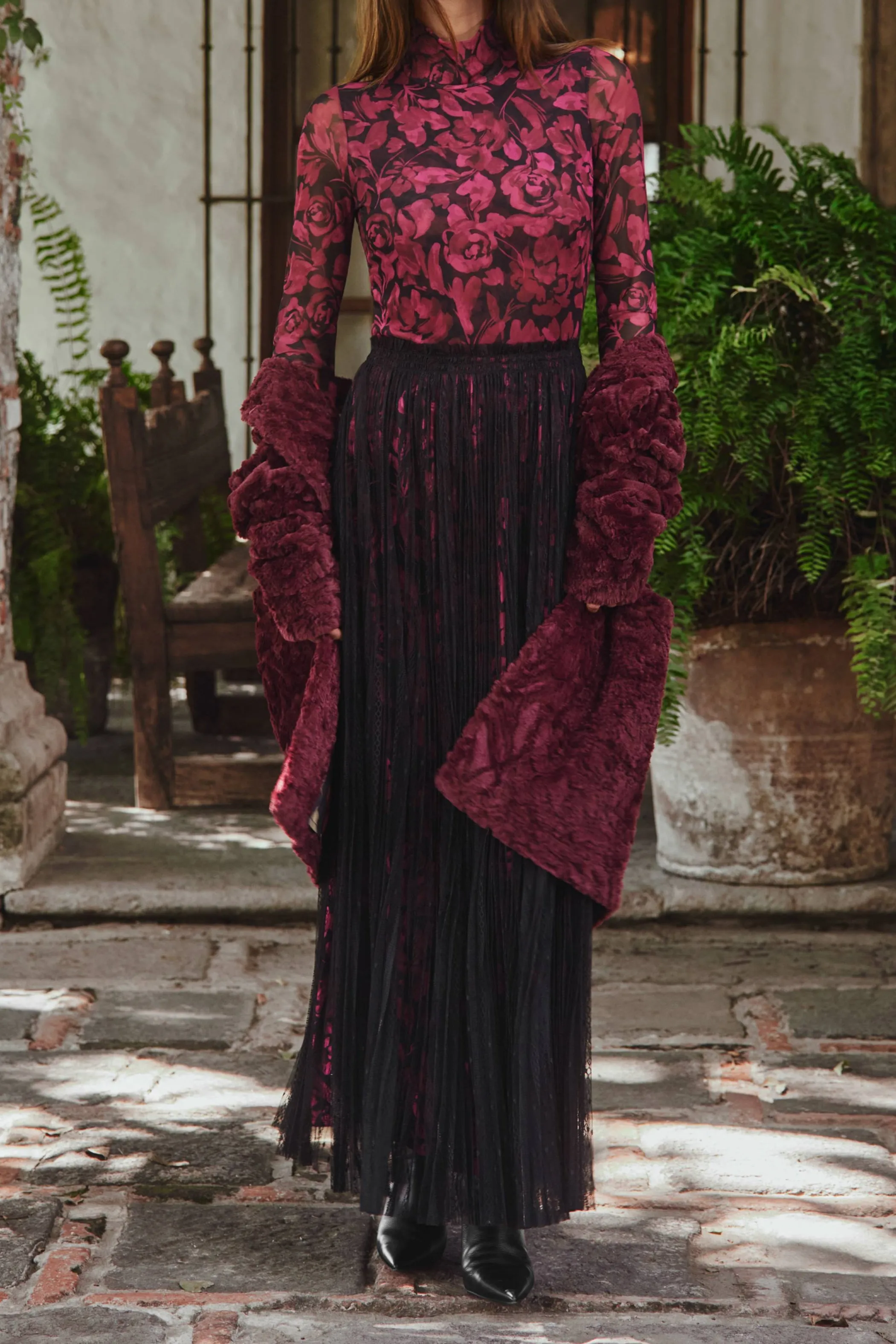 Johnny Was Yolanda Pleated Maxi Skirt Celebrate