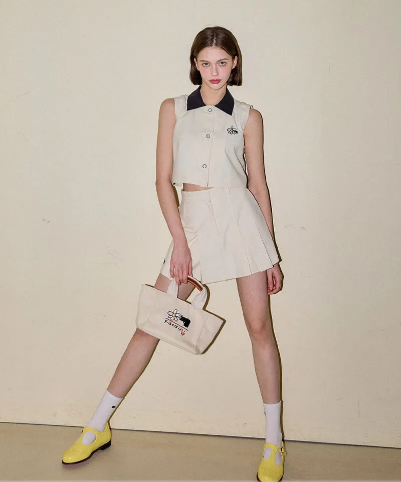 KANDINI Classic Pleated Skirt - Cream