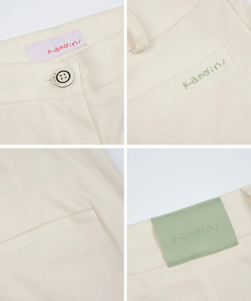 KANDINI Out-Pocket Stretch Long Pants - Ivory