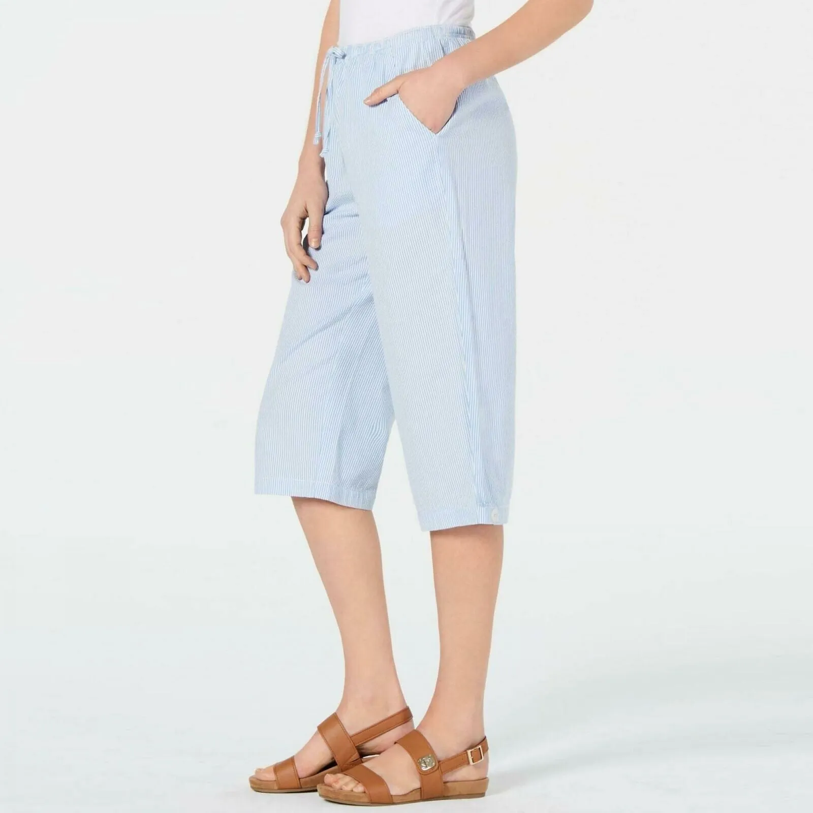 Karen Scott Women's Cotton Seersucker Capri Pants