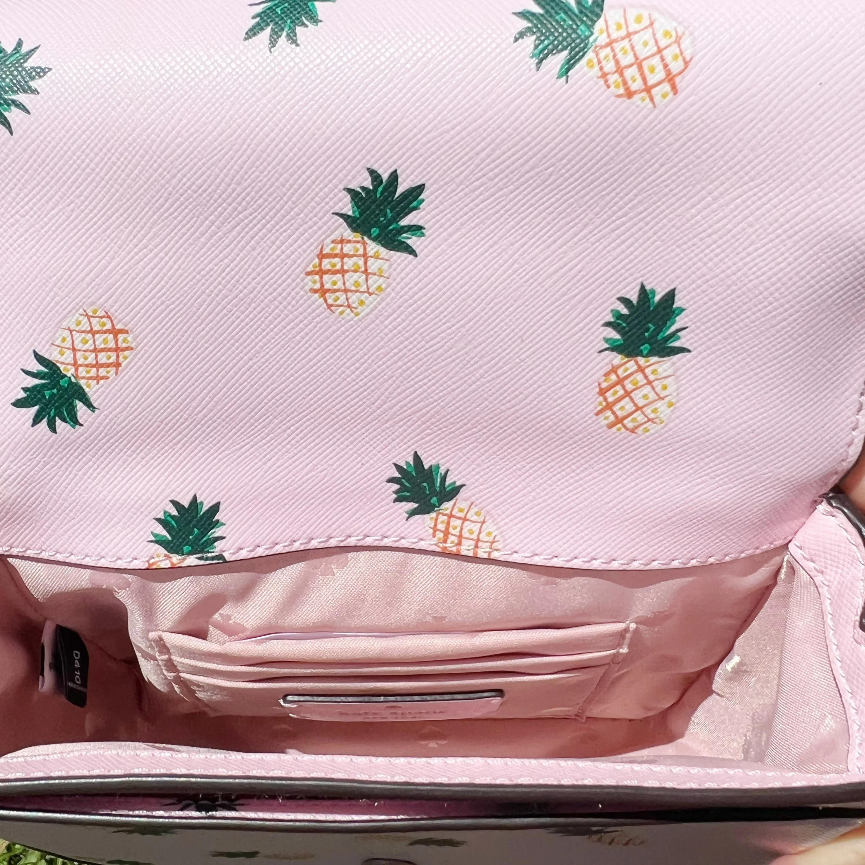 Kate Spade Colada Staci Pineapple Square Flap Crossbody Top Handle Pink Multi
