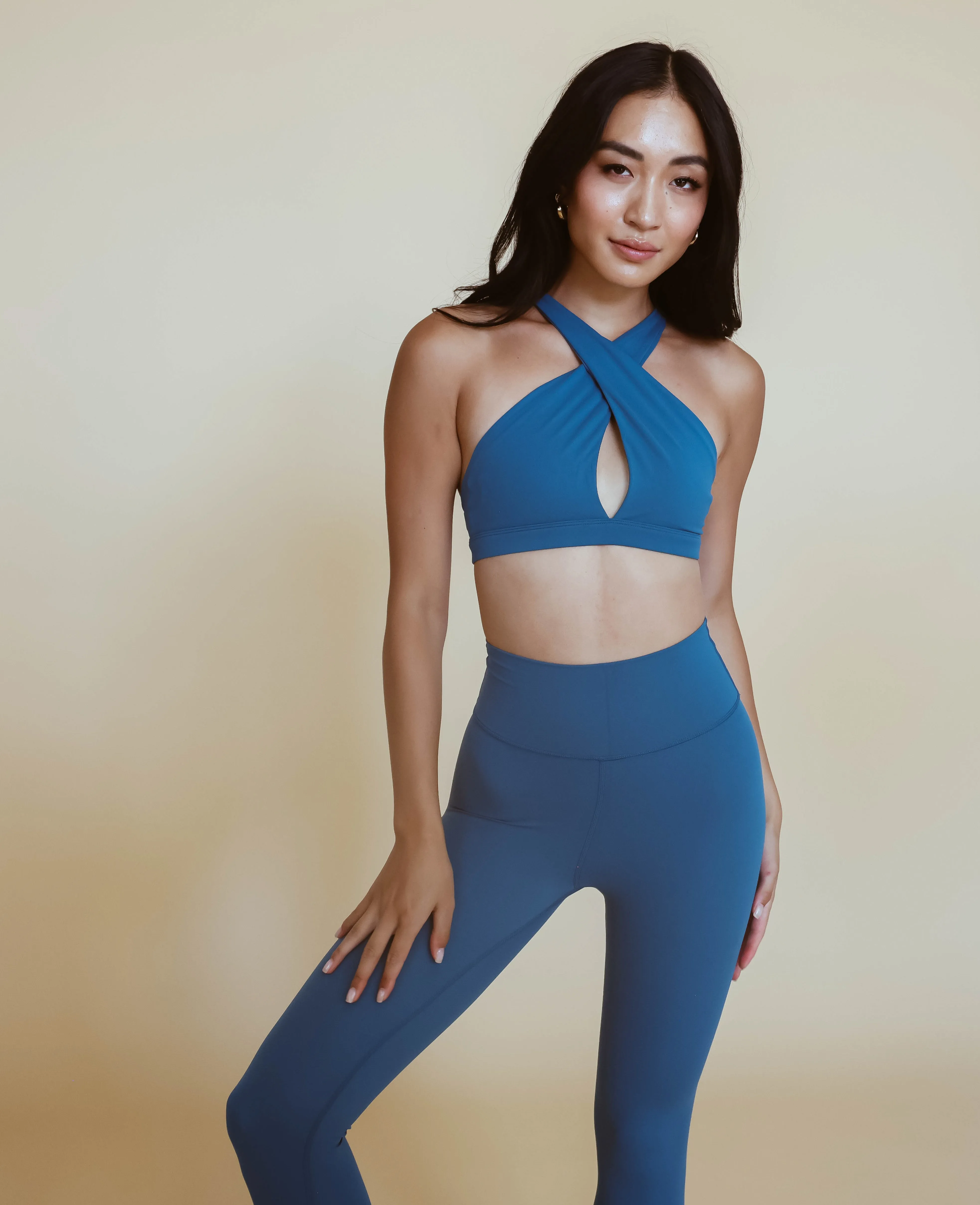 Keyhole Cross-Front Top - Ink Blue