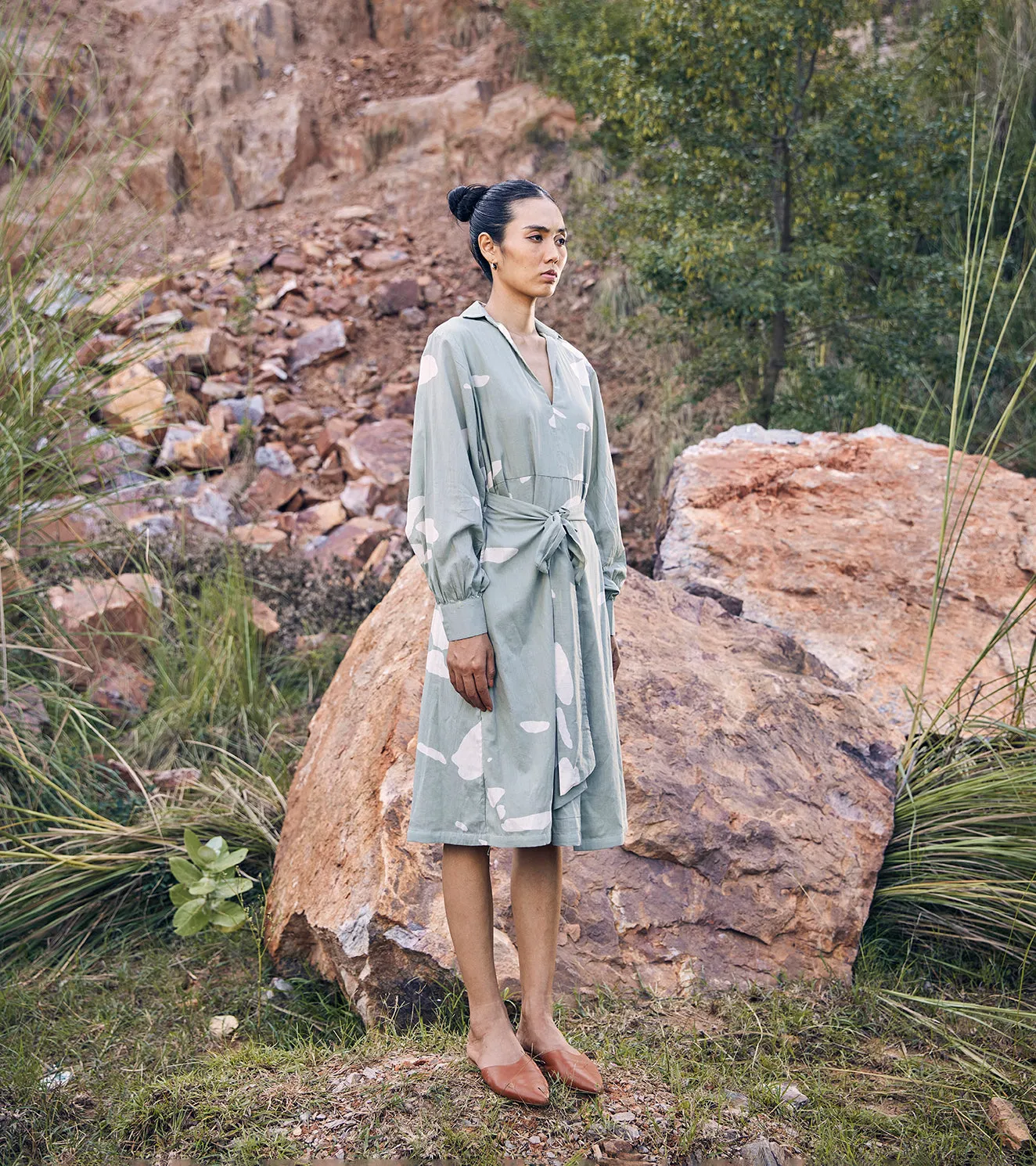 Khara Kapas Her Paradise Dress 100% Cotton  Mint Green KW677