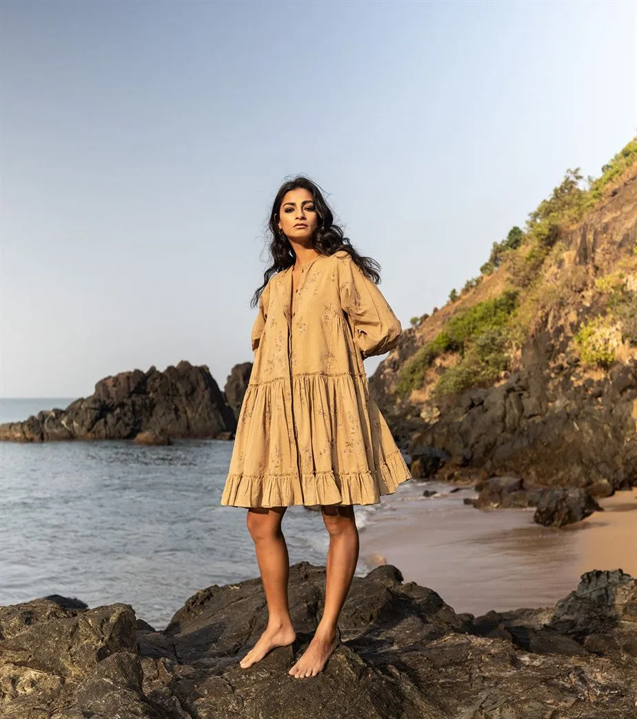 Khara Kapas I  Oh carol I Cotton Moss pie Dress Coffee brown KK-24-04