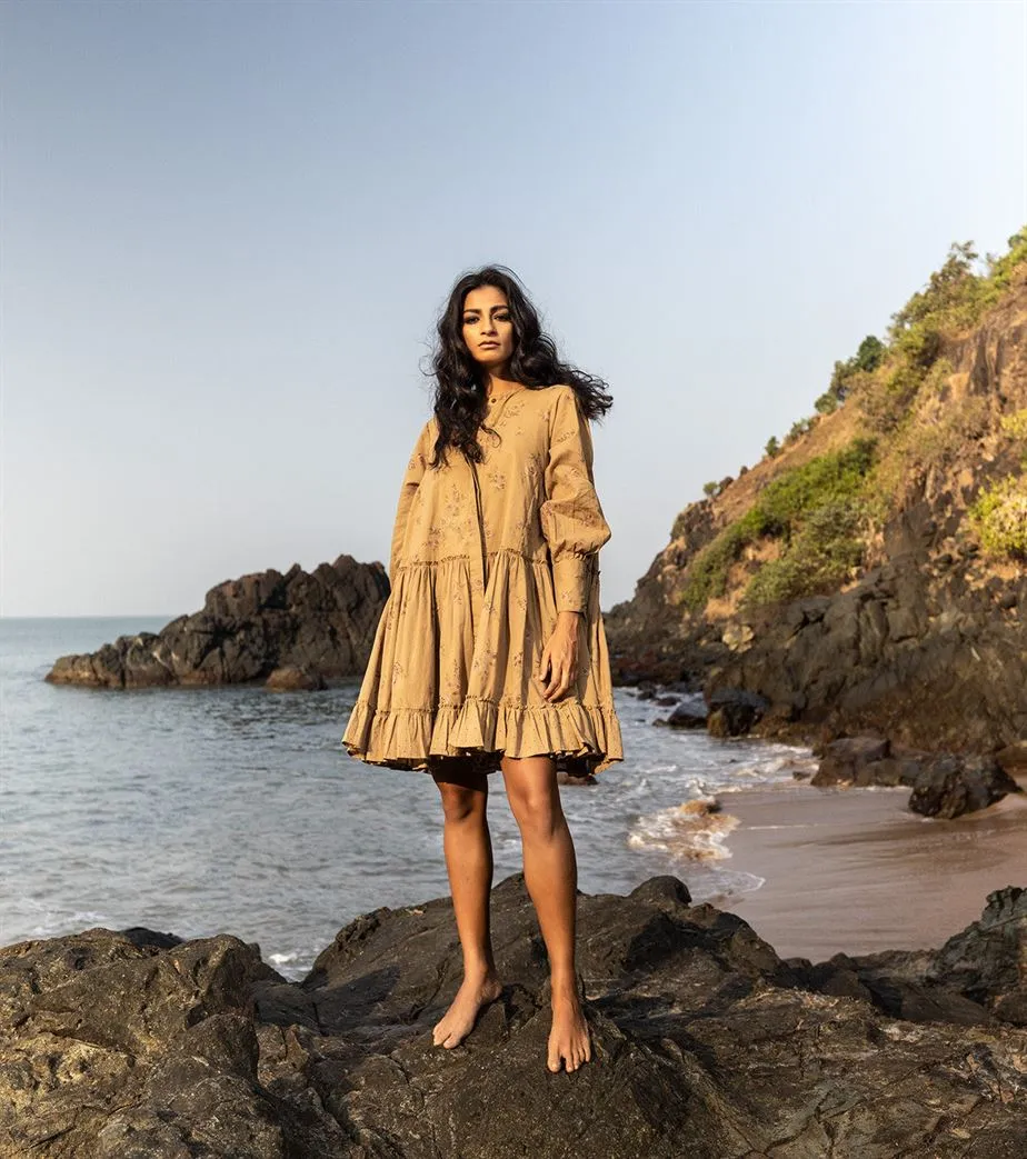 Khara Kapas I  Oh carol I Cotton Moss pie Dress Coffee brown KK-24-04