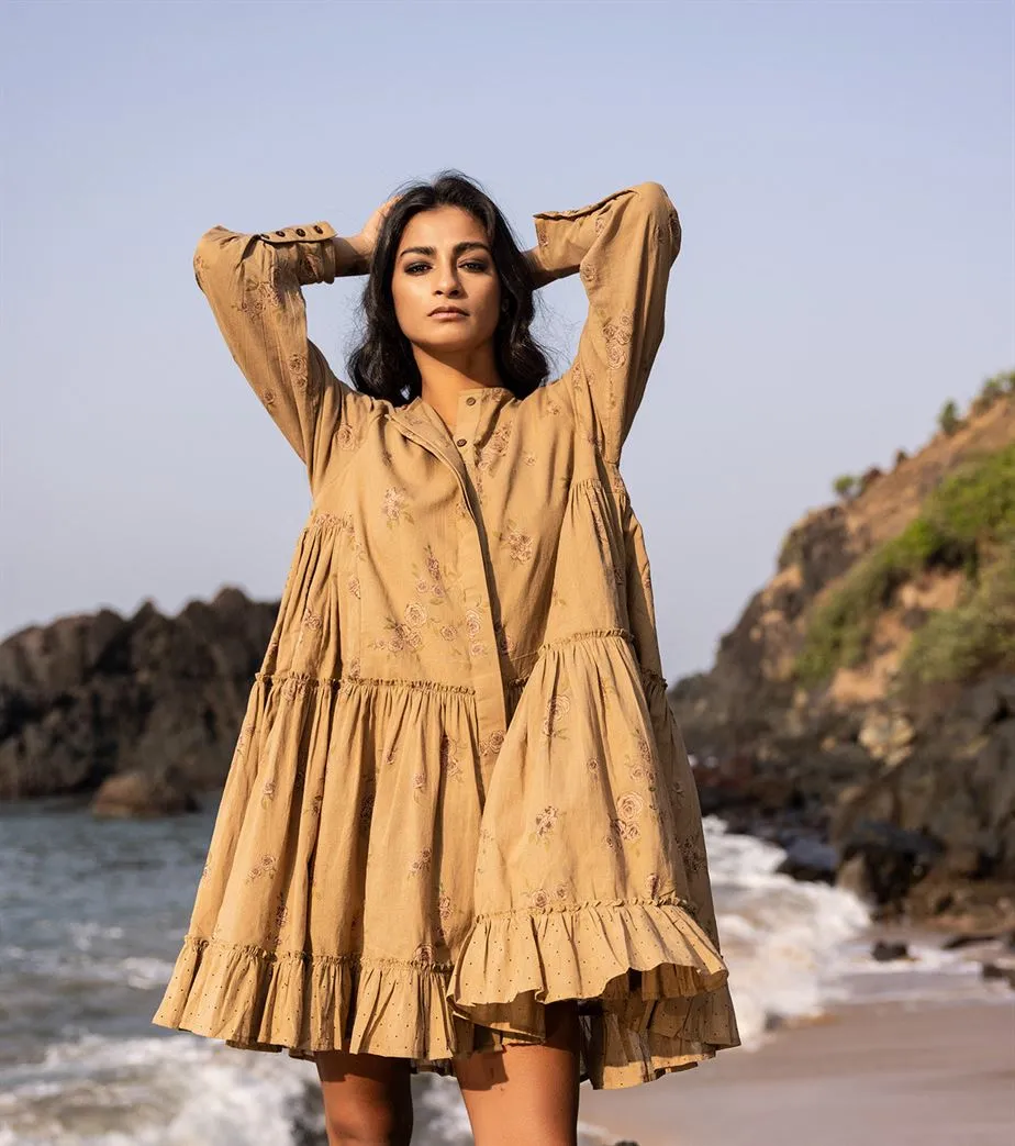 Khara Kapas I  Oh carol I Cotton Moss pie Dress Coffee brown KK-24-04