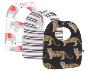 KicKee Pants Bib Set-Natural Indian Elephant/India Pure Stripe/Zebra Tiger