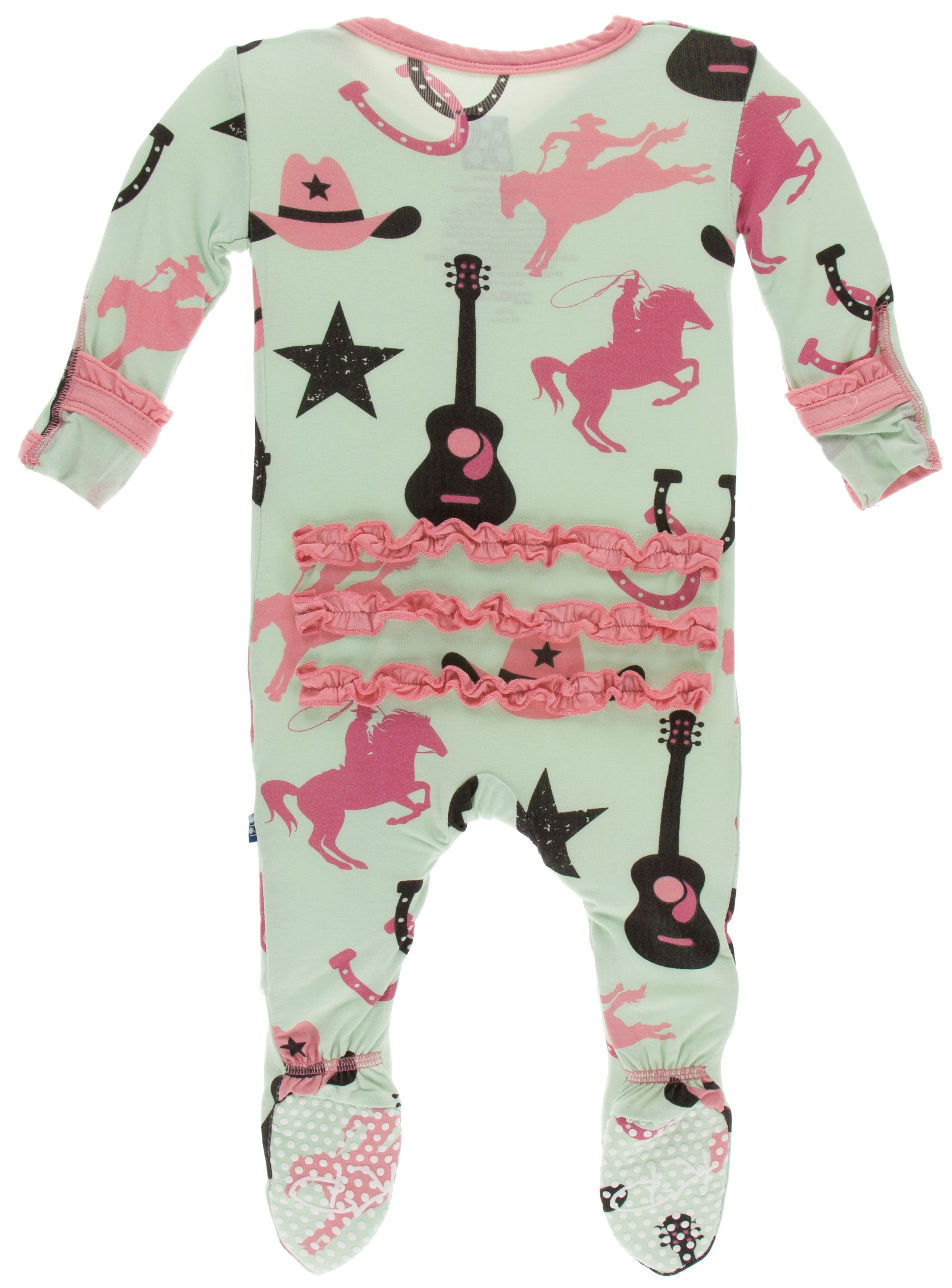 KicKee Pants Pistachio Cowboy Classic Ruffle Footie with Zipper