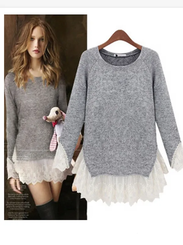 lace patch knitted top