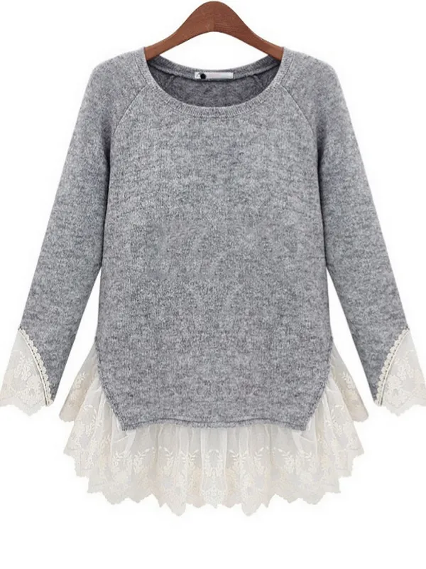 lace patch knitted top