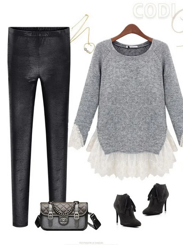 lace patch knitted top