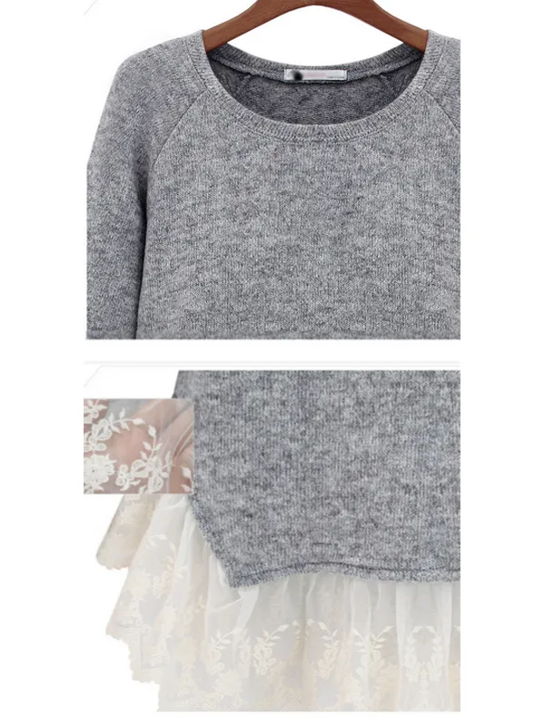 lace patch knitted top