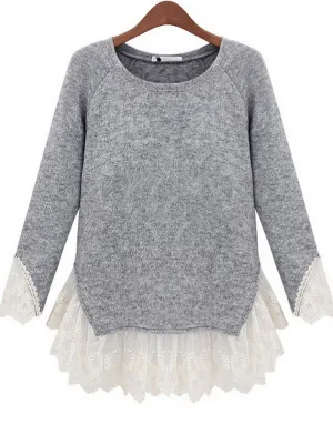 lace patch knitted top