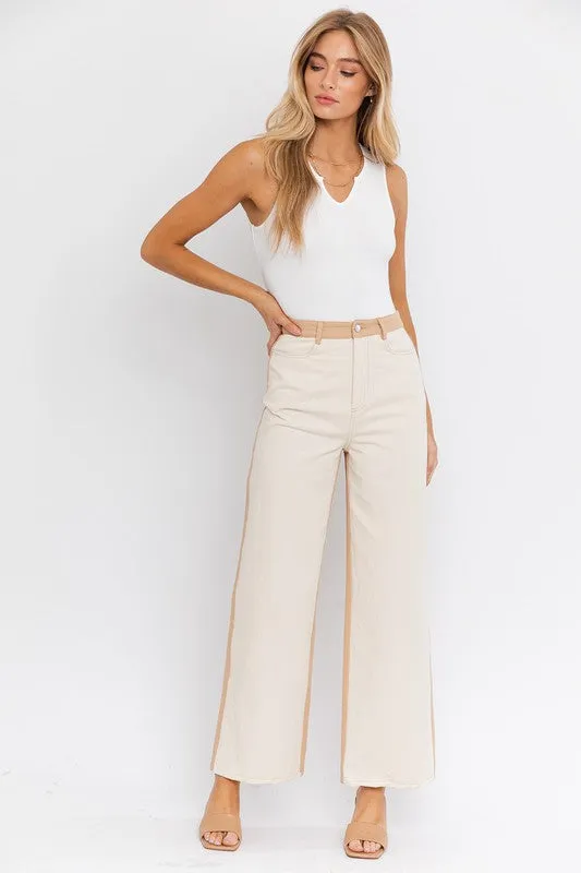 LE LIS Color Block Twill Straight Pants
