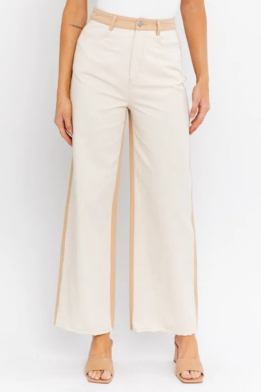 LE LIS Color Block Twill Straight Pants