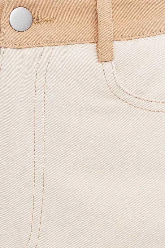 LE LIS Color Block Twill Straight Pants