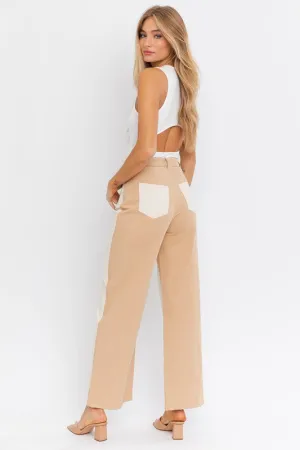 LE LIS Color Block Twill Straight Pants