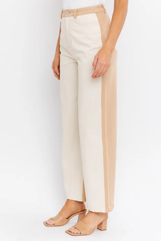 LE LIS Color Block Twill Straight Pants