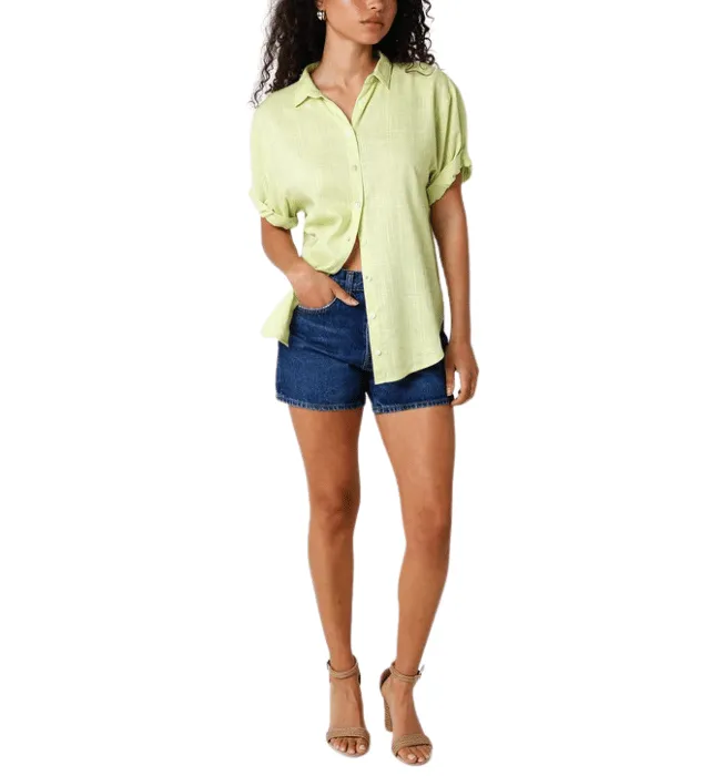 Lucinda Lime Button Front Top