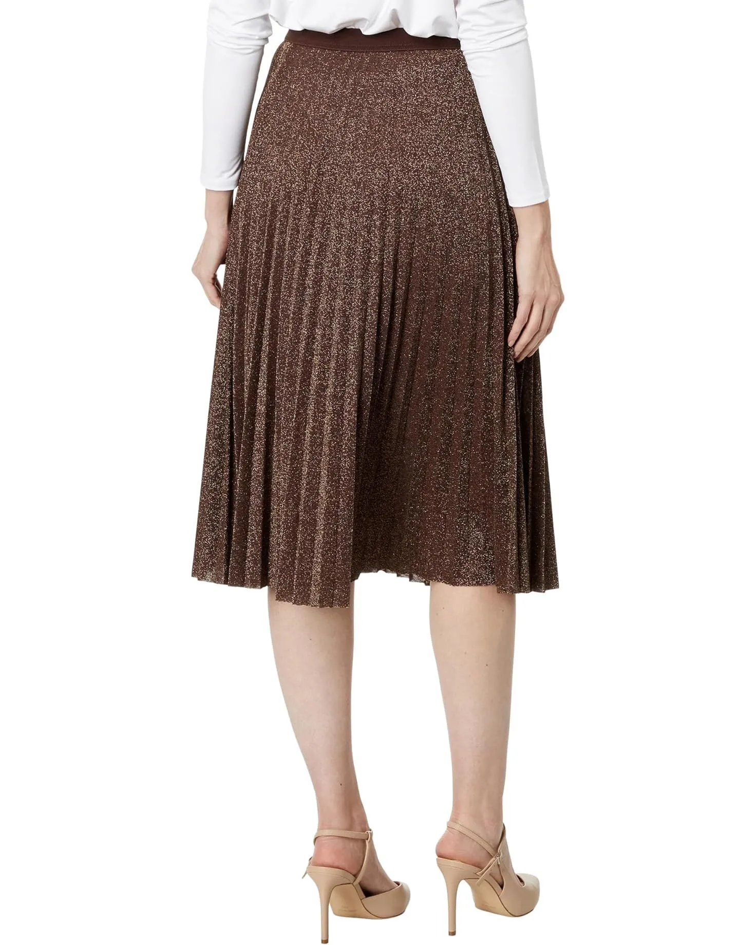 Lurex Pleated Pull-on Skirt