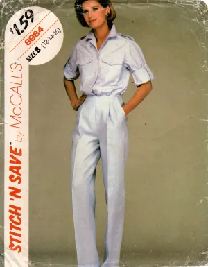 McCall's 8984 Womens Classic Shirt & Pants 1980s Vintage Sewing Pattern Size 12 - 16 UNCUT Factory Folded