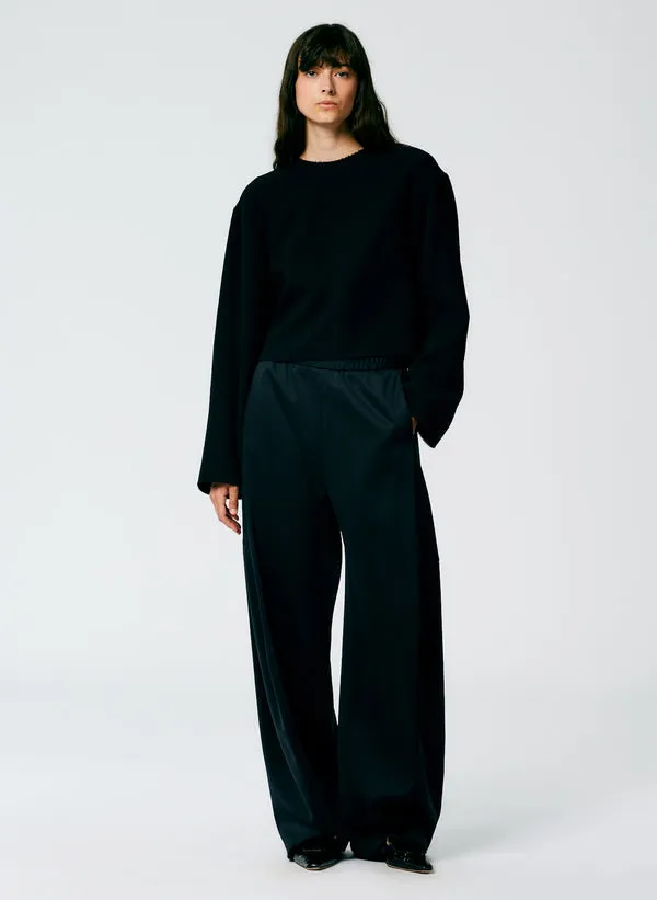 Melee Crepe Long Sleeve Cropped Top