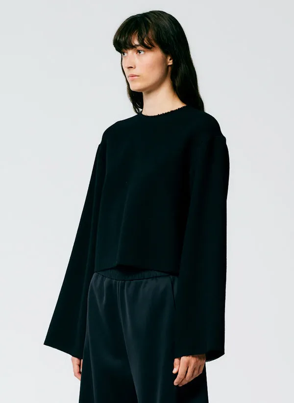 Melee Crepe Long Sleeve Cropped Top