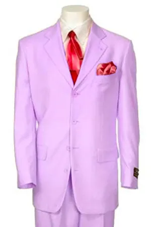 Mens 4 Button Polyester Fashion Suit in Lavender