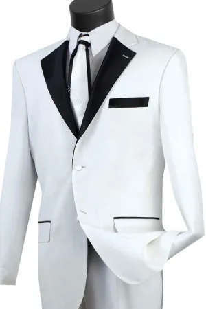Mens Classic Contrast Notch Tuxedo in White