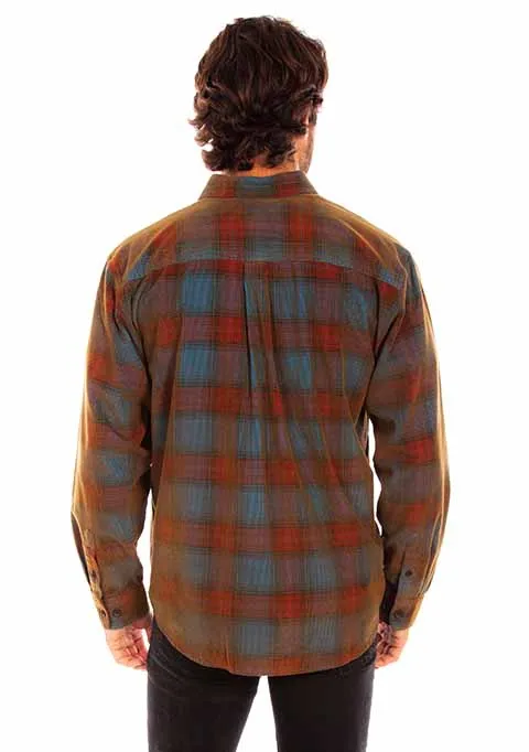 Men's Farthest Point Collection Shirt: Corduroy Plaid Red Blue
