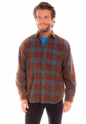 Men's Farthest Point Collection Shirt: Corduroy Plaid Red Blue
