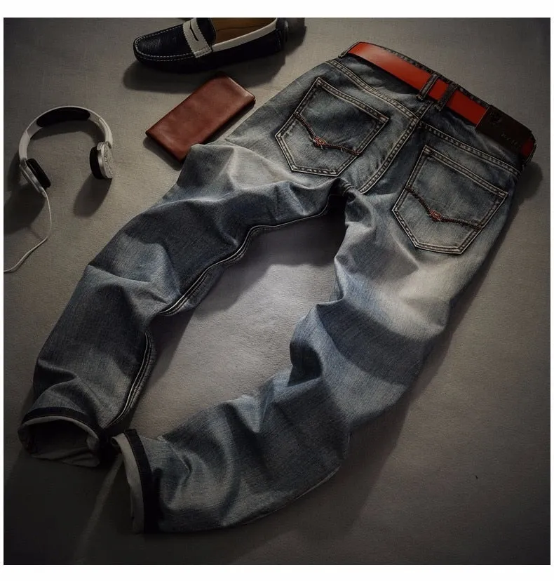 Men's Frayed Imprinted Fashion Jeans