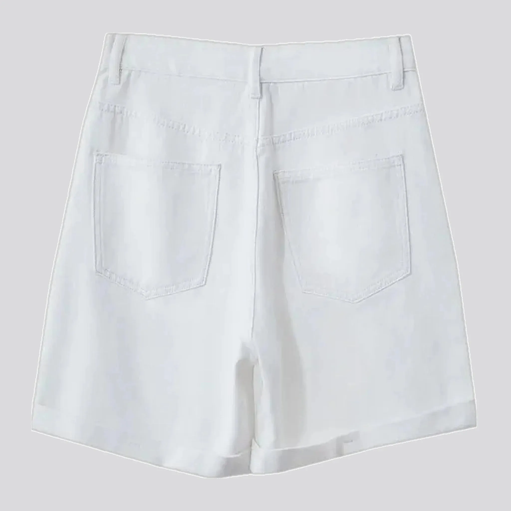 Mid rise loose fit fashion denim shorts for women