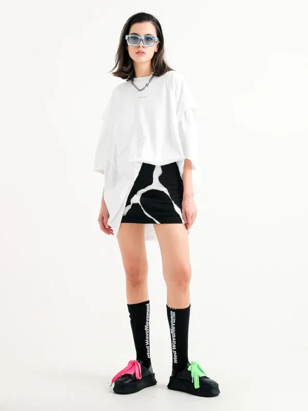 Mod Wave Movement B&W Skirt- Black