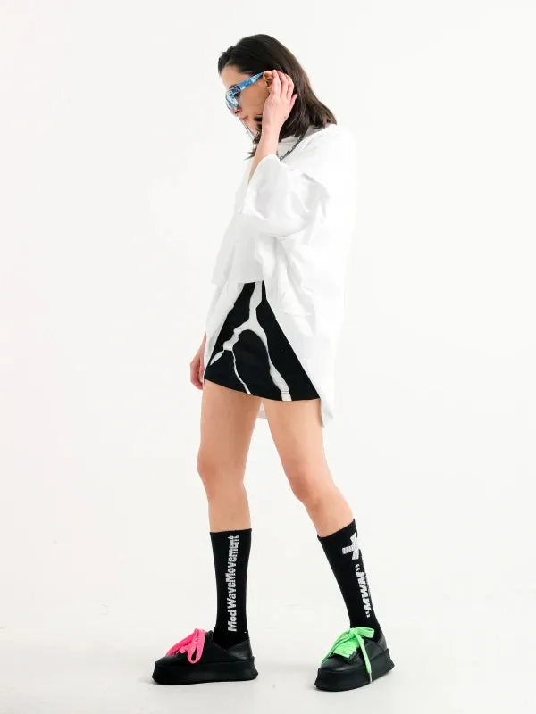 Mod Wave Movement B&W Skirt- Black