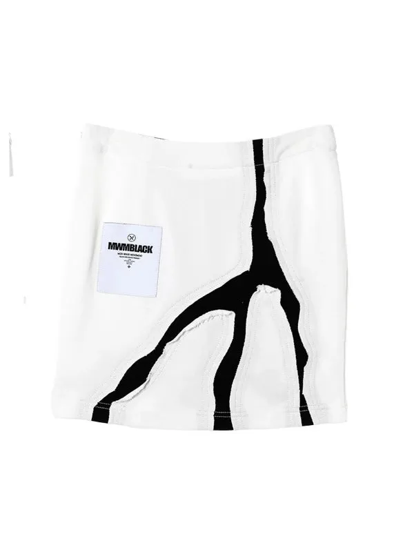 Mod Wave Movement B&W Skirt- White