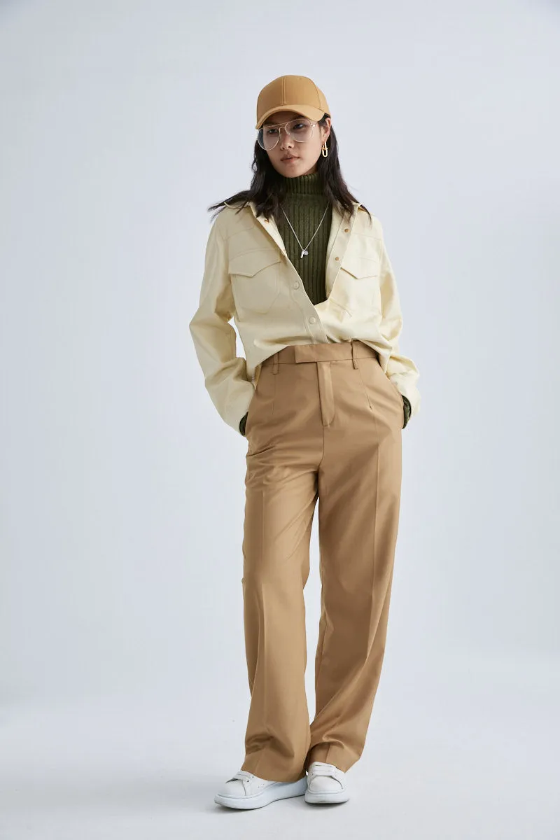MS6004 Wool Blended Wide-leg Pants