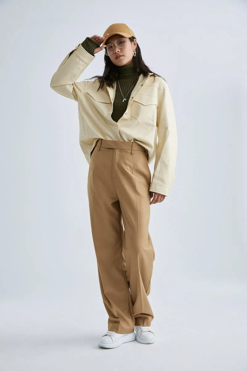 MS6004 Wool Blended Wide-leg Pants