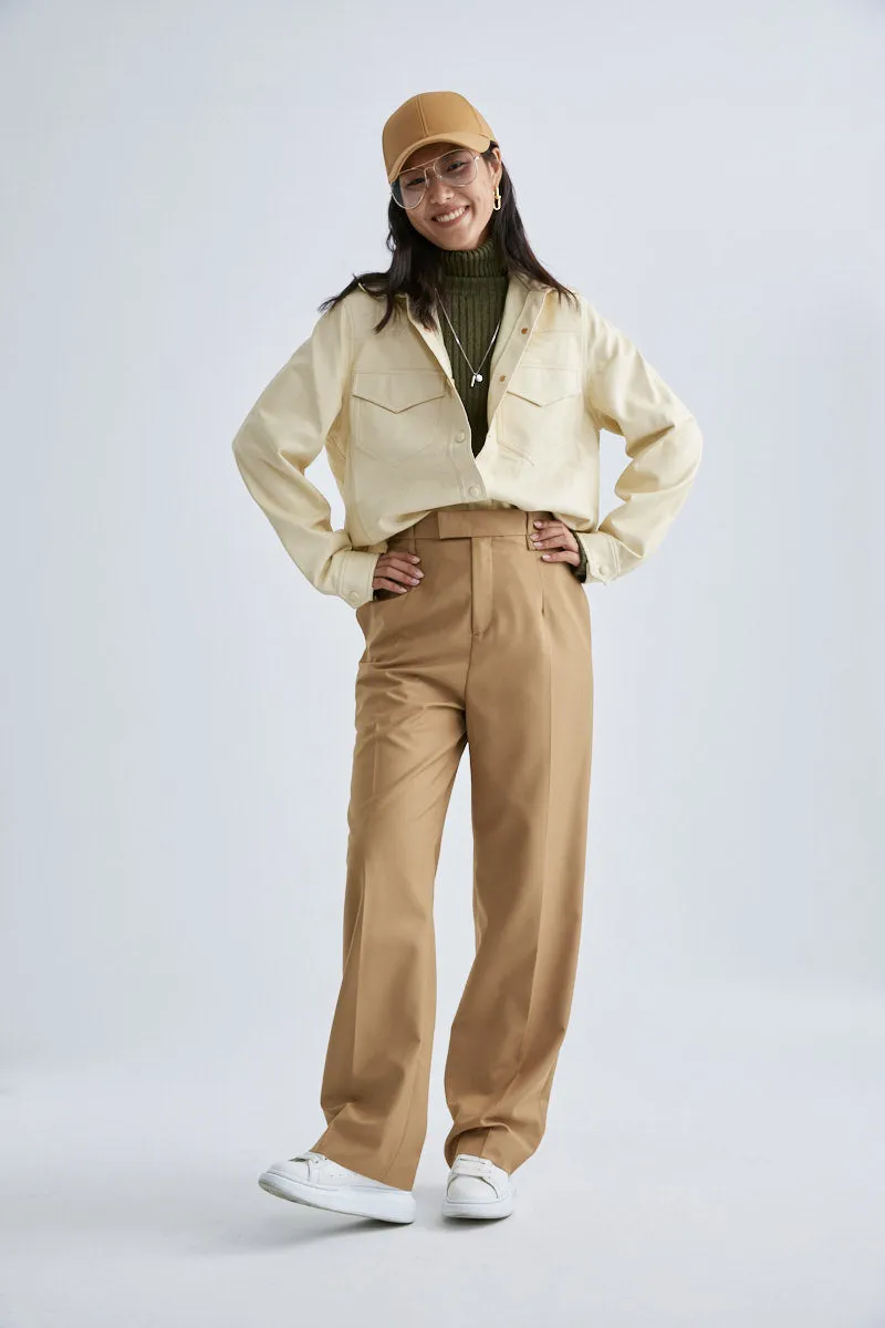 MS6004 Wool Blended Wide-leg Pants