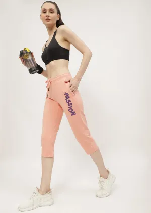 mSECRET Typography Peach Drawstring Waist Capri