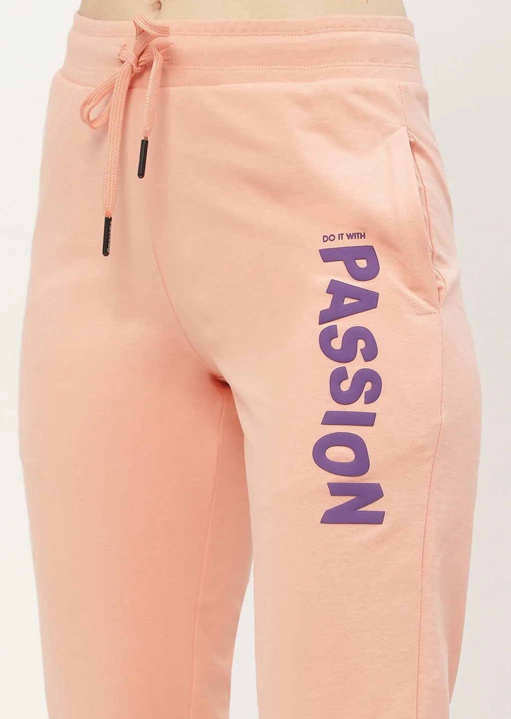 mSECRET Typography Peach Drawstring Waist Capri