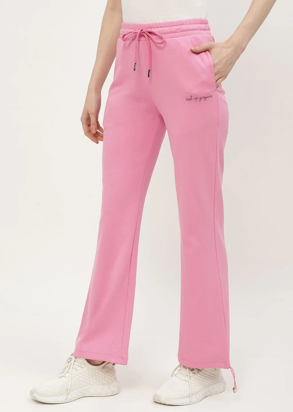 mSECRET Typography Pink Drawstring Hem Track Bottom