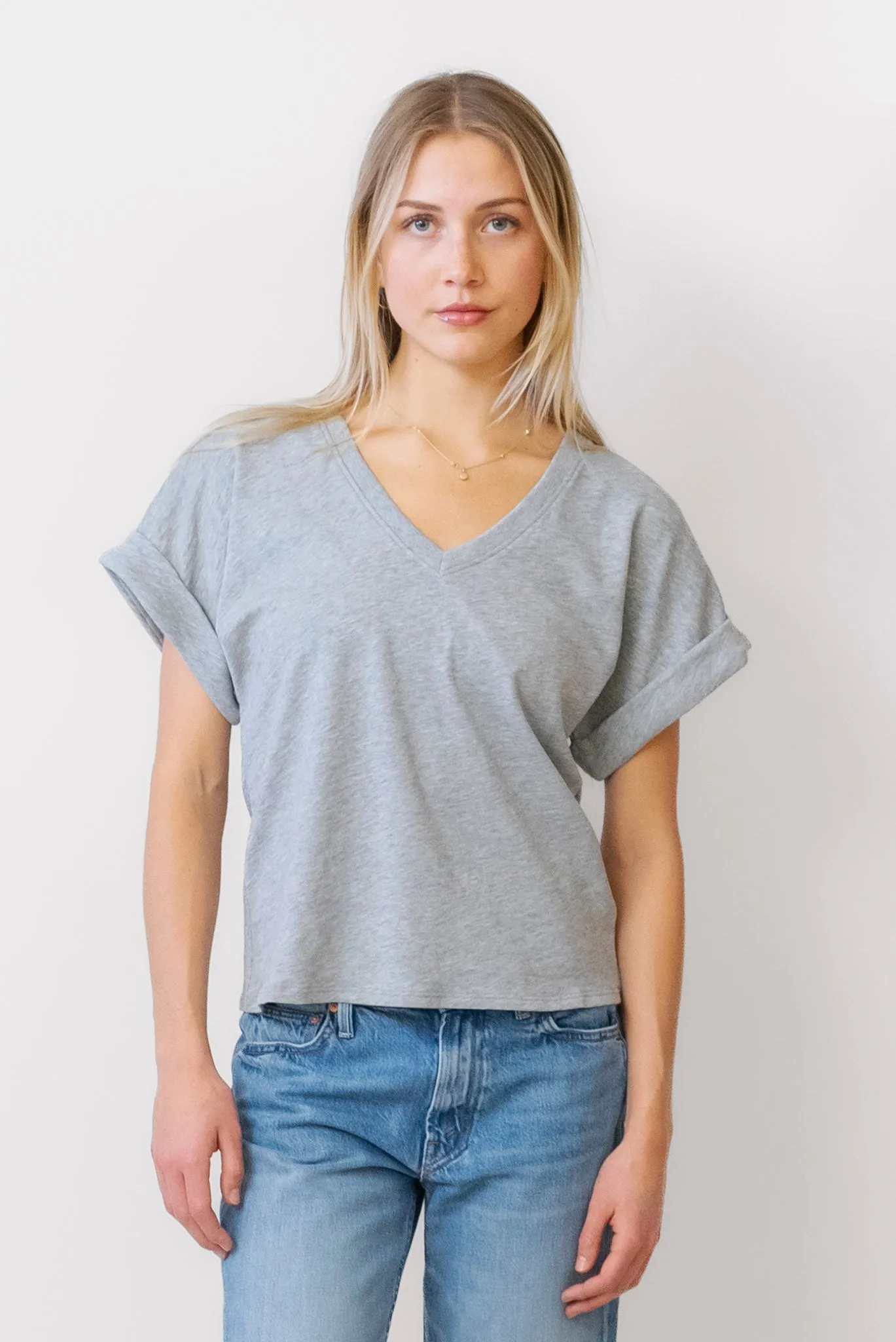 NATION Stevie Cuffed V Neck Tee