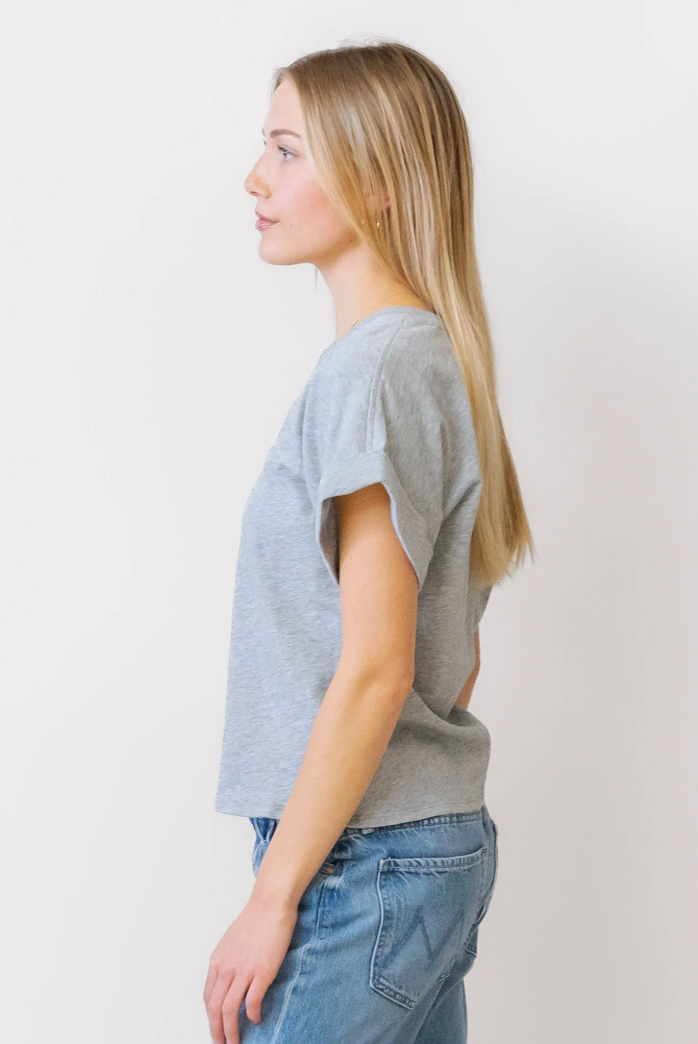 NATION Stevie Cuffed V Neck Tee
