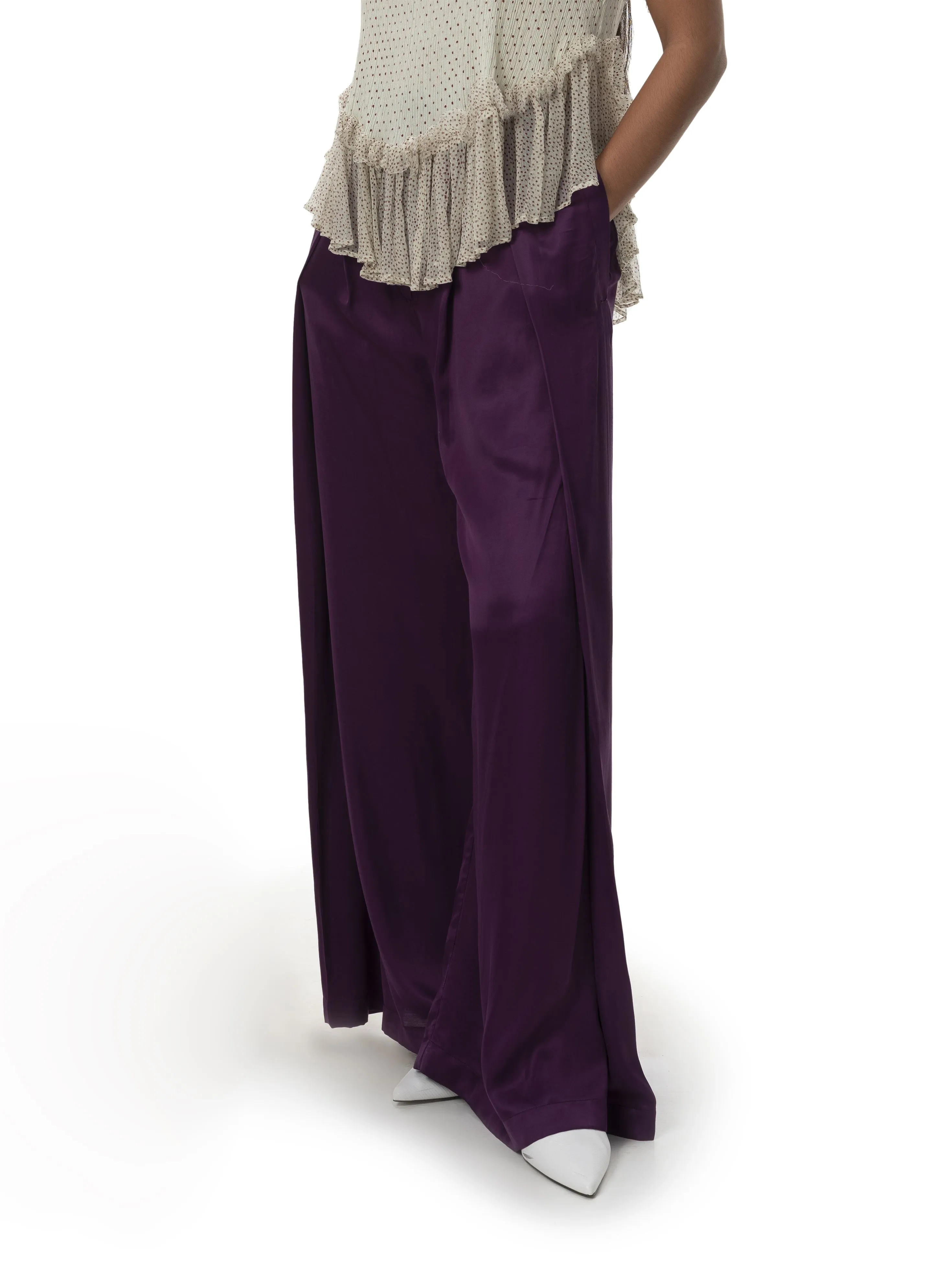 Naushad Ali   I   Box-pleated pants Jamun Signature Spring Summer 2025 Jamun Cotton satin NA SS24 W30P