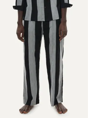 Naushad Ali I Straight Pants , Bold stripe Signature Spring Summer 2025 Handwoven Silk Cotton Black   Smoke Grey NA SS24 M16P